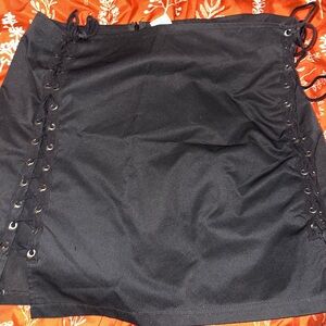 Black Lace-Up Women's mini skirt